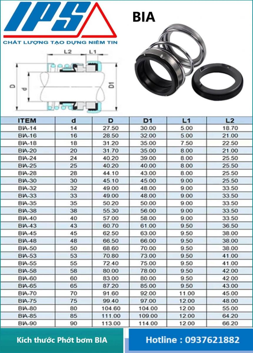 Phớt bơm BIA-1(33).